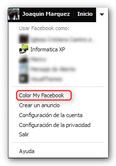 opciones facebook Truco: Como cambiar el color azul de Facebook
